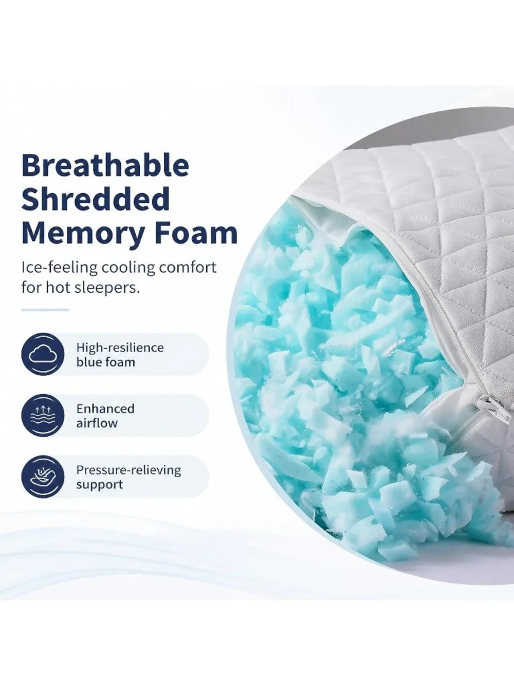 〽️Memory Foam Pillows Standard Size Set of 2 Firm Adjustable Cooling Bed Pillow